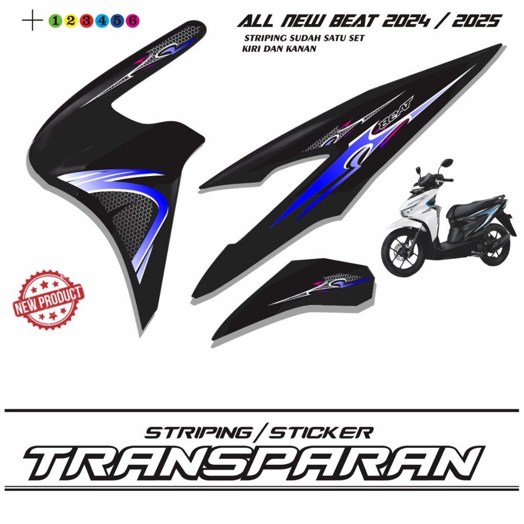 สติ๊กเกอร์ Trans พร้อม COOL MOTIFS สําหรับ HONDA BEAT 2024 2025 สติ๊กเกอร์ LINE VARIATIONS