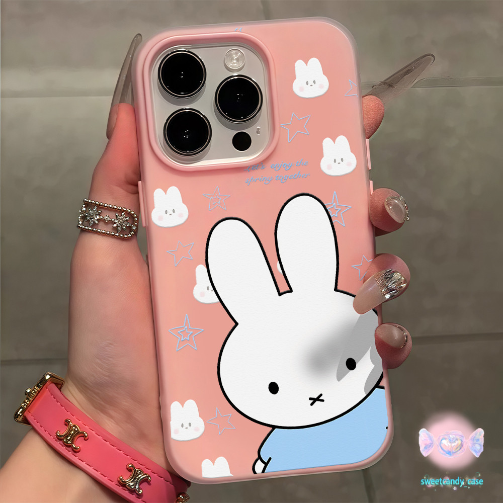 🎀ส่งจากไทย🎀 การ์ตูนน่ารัก ดาวสีน้ำเงินและกระต่ายสีขาว เคส สำหรับ iPhone16 15 14 13 12 11 6 7 8 plus ProPromax X XR XS