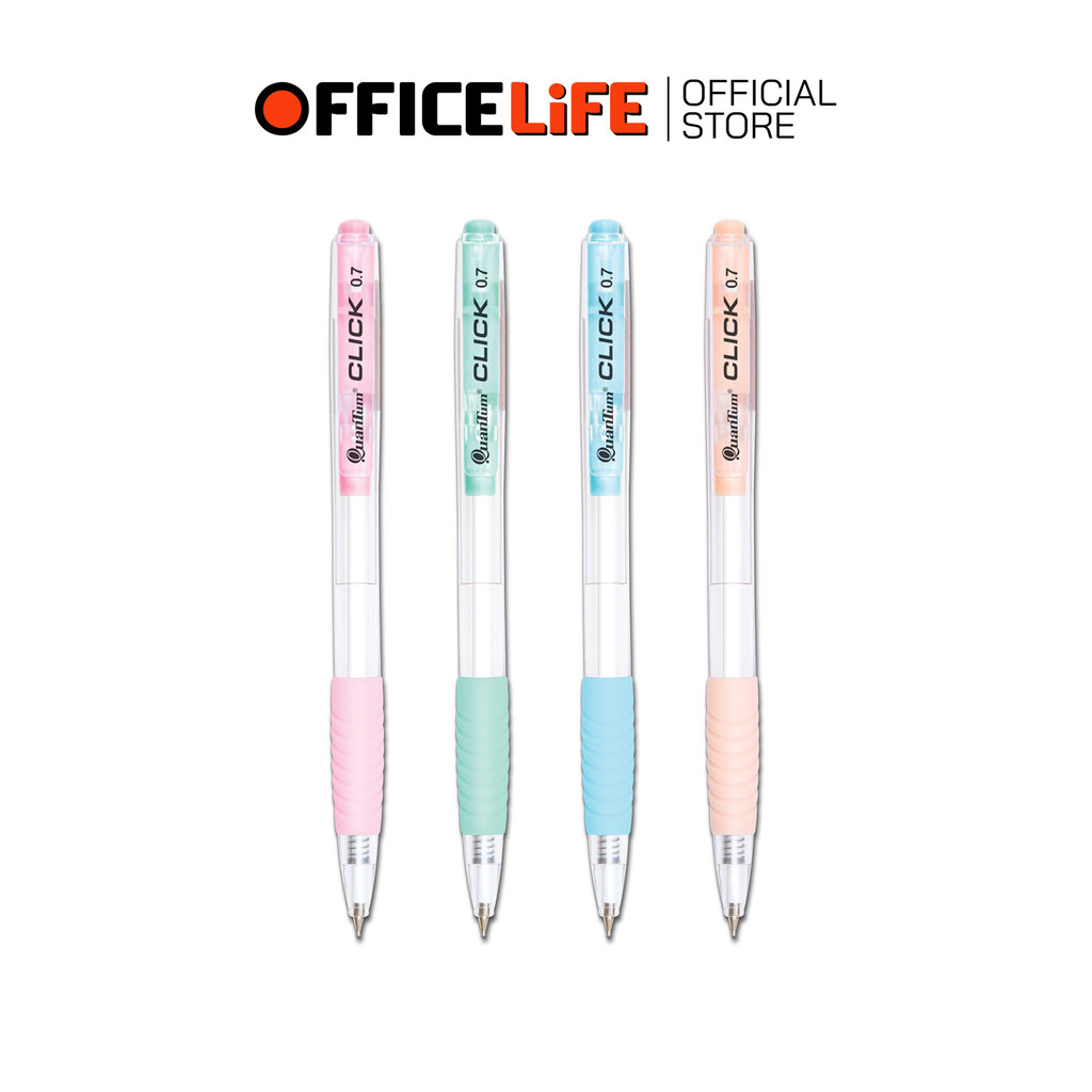 Quantum (ควอนตัม) ปากกา ปากกาลูกลื่น Skate 527 Click ขนาดหัว 0.7 หมึกน้ำเงิน ( 1ด้าม / คละสีด้าม )