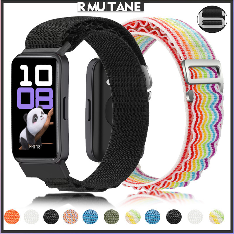 สายไนลอนหลอง for Huawei Band 10 9 8 กีฬาลมหายใจปรับได้แถบสร้อยข้อมือเปลี่ยน for Smartwatch Huawei Band 10 9 8 NFC