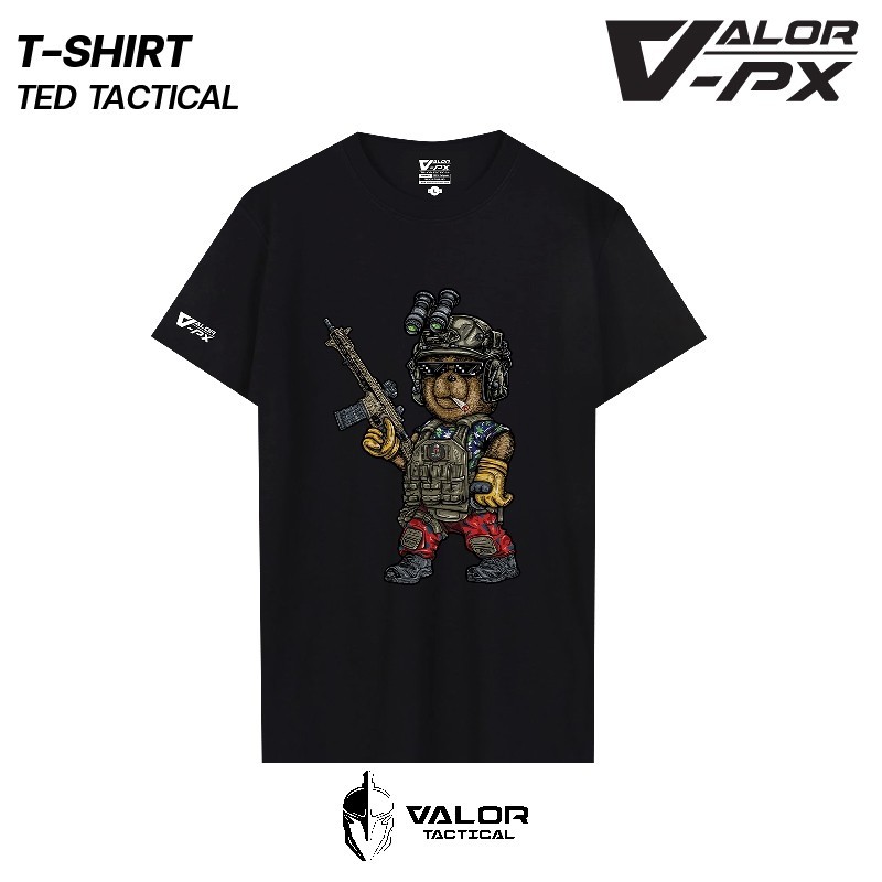 เสื้อยืดTed PX แขนสั้น ผ้าฝ้าย 100% คอรอบ unisex สไตล์ทหาร