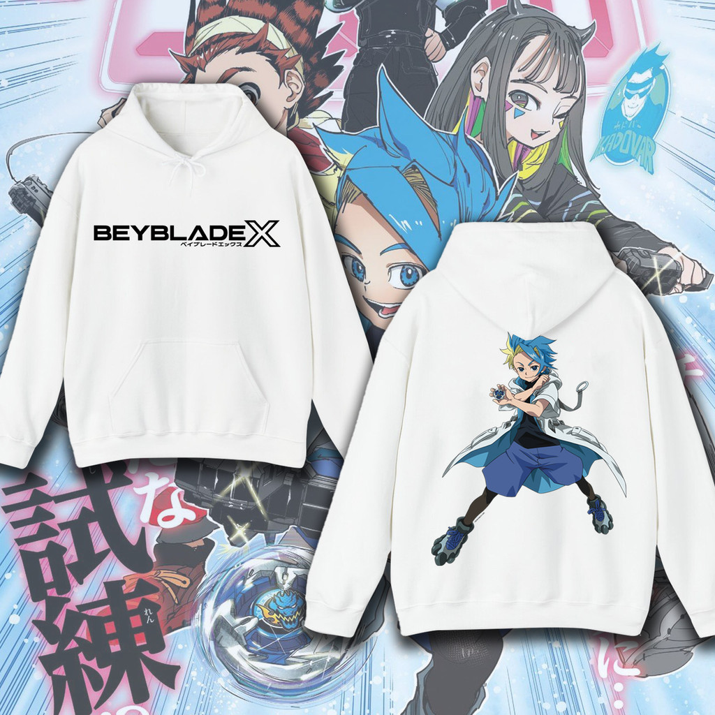 M-3XL  Beyblade X  Kurosu Ekusu Jaxon Cross อะนิเมะ Hoodie สองด้านพิมพ์ผู้ใหญ่ Hoodie สบายผ้าฝ้าย #9