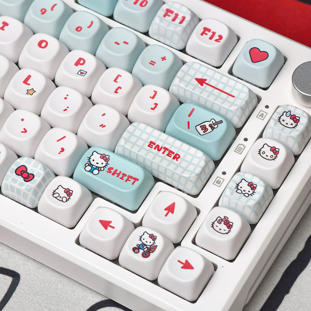 Hello Kitty Keycaps 130 คีย์ MOA โปรไฟล์ PBT Dye Sublimation Aula F75 F99 RK100 Mechanical Keycaps ก