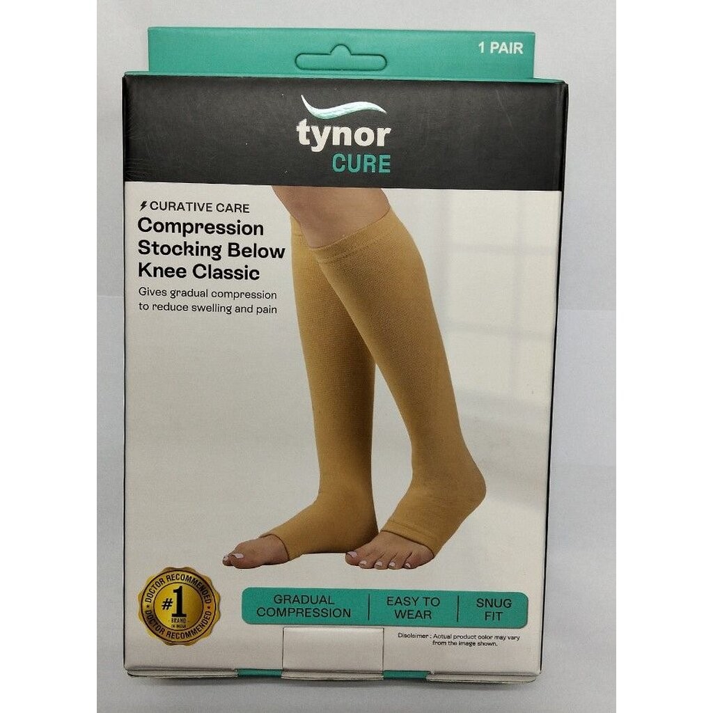 Tynor Compression Stocking Below Knee ขนาด L ถุงน่อง ป้องกัน และบรรเทาอาการเส้นเลือดขอด 1กล่องมี1คู่