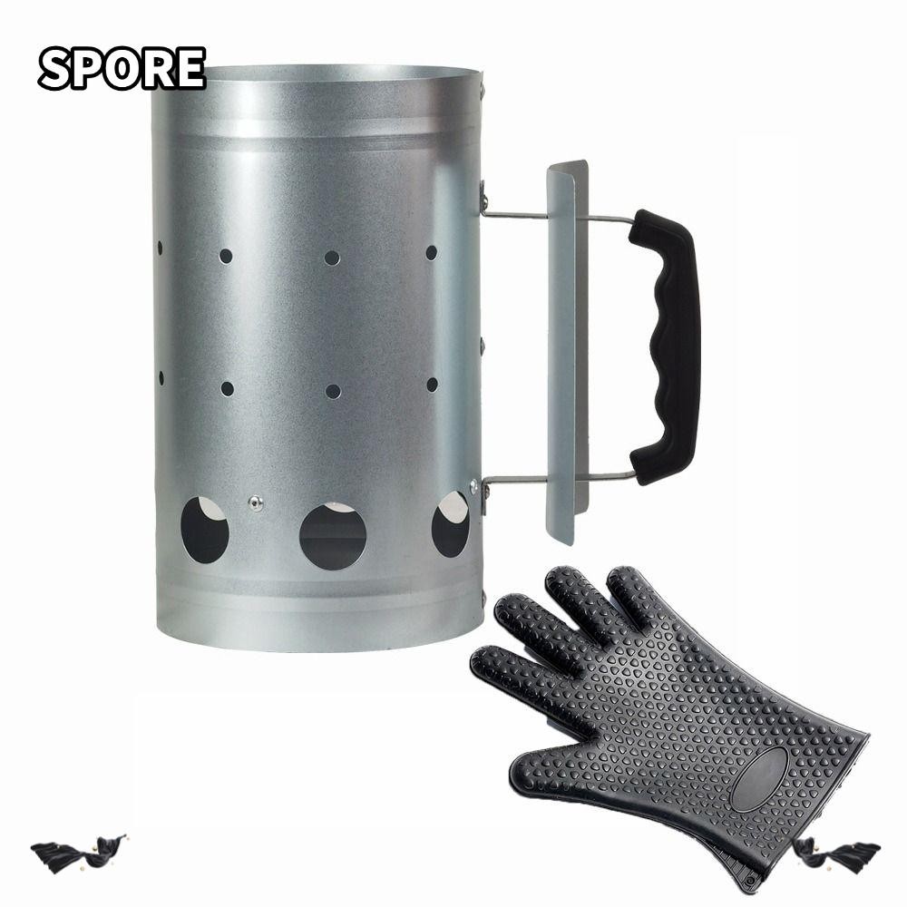 SPORE ชุดไฟสตาร์ท Chimney บาร์บีคิว ด้ามไม้ เตาไฟเร็ว ถังคาร์บอน