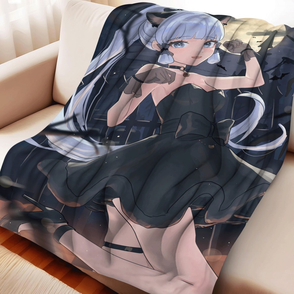 Genshin Impact Kamisato Ayaka พิมพ์ผ้าห่มสักหลาดน่ารักคอสเพลย์อะนิเมะ Camping ผ้าห่ม