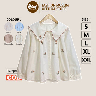 Marina Embroidery Kemeja Bordir - LD 120 110 104 98 92 - Atasan Wanita Bahan Linen