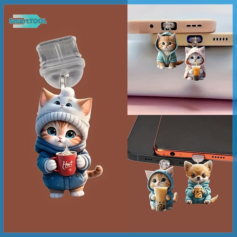 UTZN> น่ารัก 2D โทรศัพท์ Anti Dust Charge Port Plug สําหรับ Type C Dust Protection Stopper Accessorie ใหม่