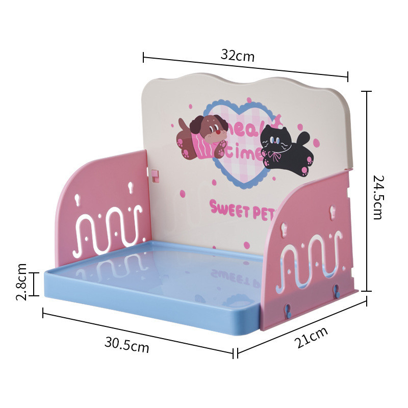 PawPals จานสัตว์เลี้ยง โต๊ะอาหารแมว รั้วป้องกันการรั่วซึม ปรับระดับได้ ชั้นวางอาหารแมว ชุดชามสัตว์เลี้ยง - รูปที่ 7