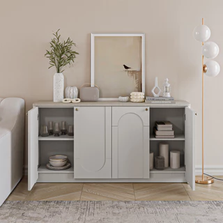 SB Design Square ตู้เก็บของ ขนาด 160 ซม. รุ่น Cloudia (Haneul Collection) สีเทาอ่อน (160x30x80 ซม.) แบรนด์ SB FURNITURE