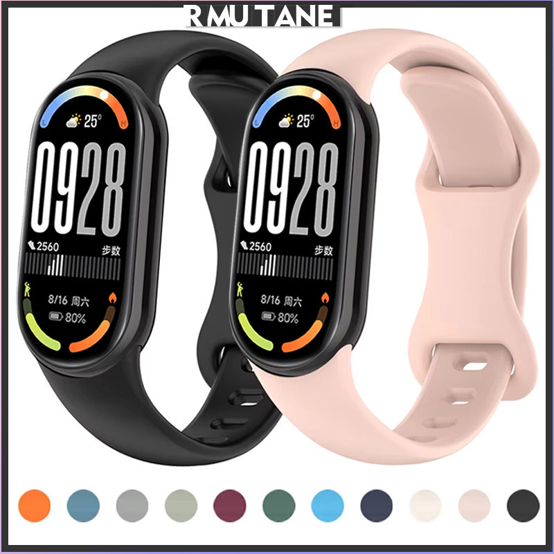 สายยางซิลิโคนกีฬาสำหรับ for Smartwatch Xiaomi Mi Band 10 9 8 สายรัดข้อมืออ่อนเปลี่ยนอุปกรณ์เสริม for