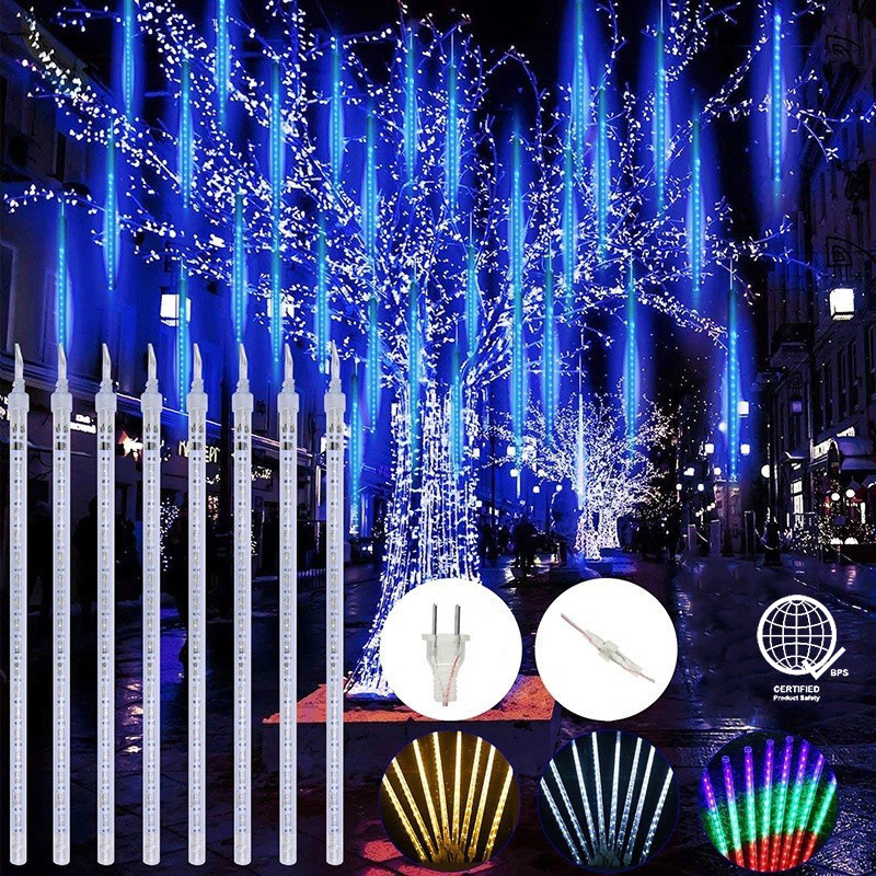 30เซนติเมตร50เซนติเมตร8หลอดกันน้ํา นํา ดาวตกฝนแสง นํา สตริงไฟกลางแจ้งตกแต่งคริสต์มาสสําหรับบ้านต้นไม้แสงวันหยุดสตริงไฟแต่งงานพรรคแสงสว