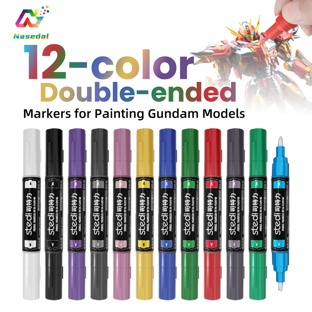 Stedi Dual แปรงน้ําตาม Marker ปากกาชี้เคล็ดลับแบนสําหรับ Gundam Gunpla GK Mecha DIY ทําเครื่องมือไนลอนสีปากการะบายสี