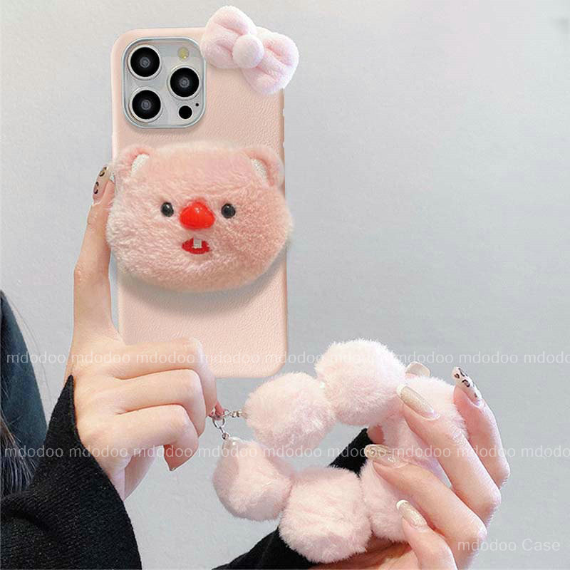 เคส For Samsung Galaxy S25 Ultra S24 S23 S22 5G S21 FE S20 S25+ S24+ S23+ S21+ S20+ S22+ Note 20 Plus 4G Pink fluffy Kitty Loopy Figurine INS Plush Pearl Lanyard High-end Lychee Pattern Electroplated Lens Protection Frame Soft Phone Case PW 10 - รูปที่ 7