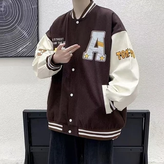 เสื้อแจ็คเก็ตเบสบอล ZITY Unisex Varsity Bomber สไตล์ย้อนยุควินเทจเกาหลี เสื้อแจ็คเก็ตลำลองสำหรับผู้ชายและผู้หญิง