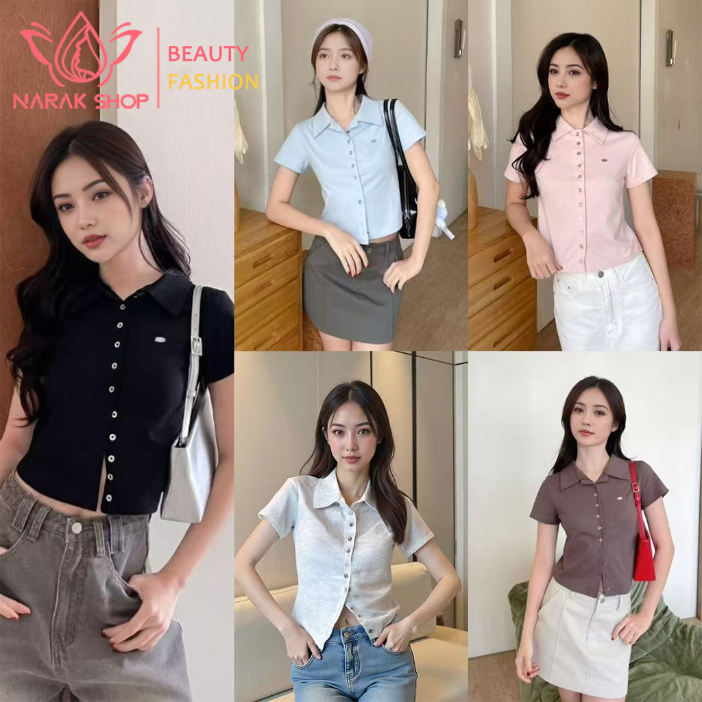เสื้อผ้าฝ้าย คอปกสั้น ทรงสวย ใส่ทำงานได้