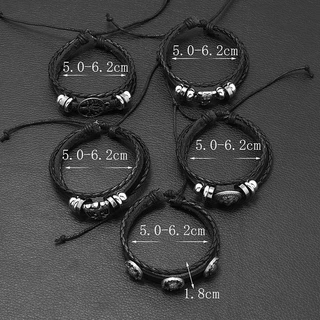 สายรัดข้อมือหนังสไตล์ปังก์โกลิก สเกルเพนแทแกรม สำหรับผู้ชาย สร้อยข้อมือ retro พร้อมสร้อยข้อมือ