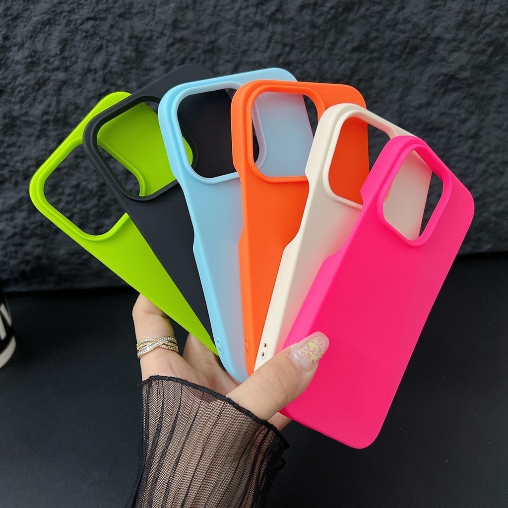 เคส TPU ซิลิโคนเคลือบด้านหรูหราบางเฉียบสำหรับ iPhone 16 15 14 13 12 11 Pro Max เคสกันกระแทกแบบเรืองแสงสีสว่างบางพิเศษ