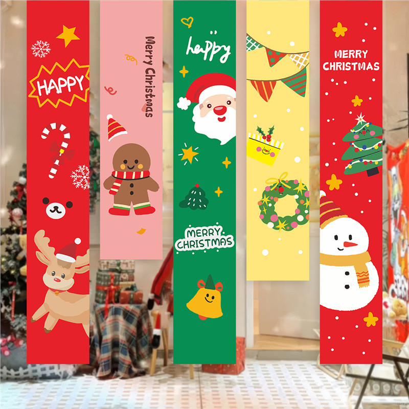 5 ชิ้นแบนเนอร์คริสต์มาส Good Wishes ดึงธง Mall ร้านเทศกาลตกแต่ง