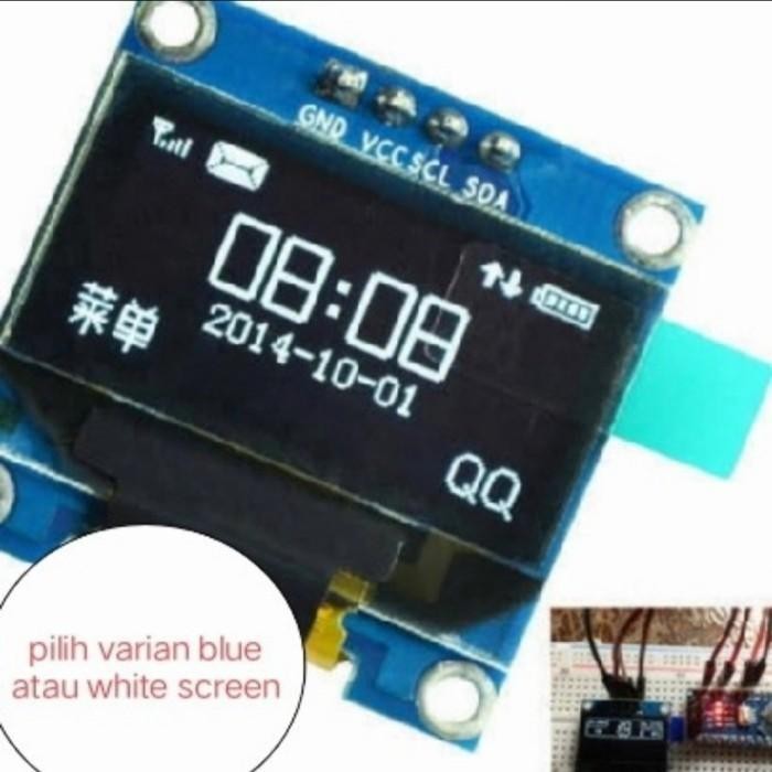 Oled 0.96 i2c aruino 0.96" 128x64 สีน้ําเงิน OLED - บัดกรีแล้ว