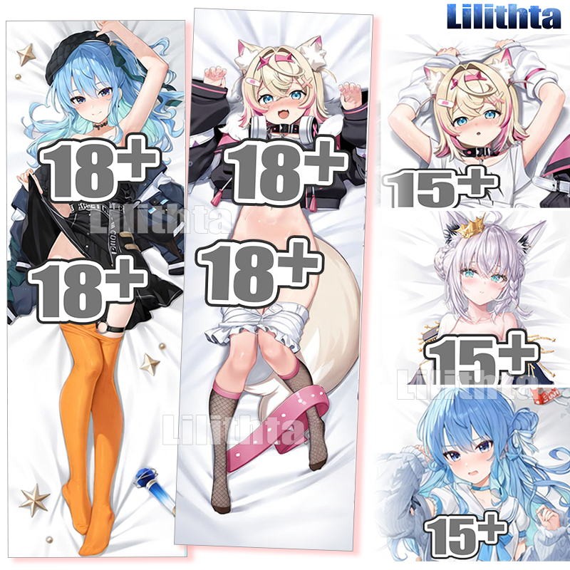 Dakimakura ปลอกหมอน Hololive Suisei และ Fuwawa Abyssgard และ Shirakami Fubuki Body-pillow Cover Cust