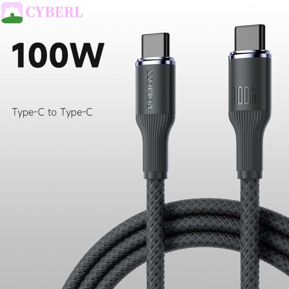 CYBERLINX Type C To Type C สายชาร์จข้อมูล, 100W 6A ชาร์จเร็วสุด Tpye C สายชาร์จ, ข้อมูลลวดทอเปลือกคว