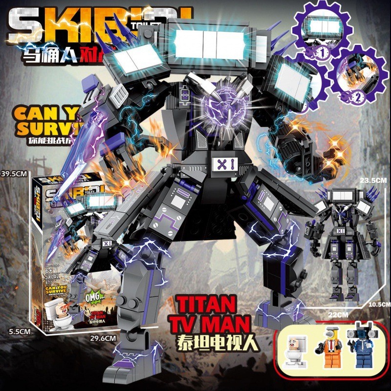 เข้ากันได้กับเลโก้บล็อกตัวต่อ Toilet Man VS Monitor Model Gold Titan Clock King Boy Toy Birthday