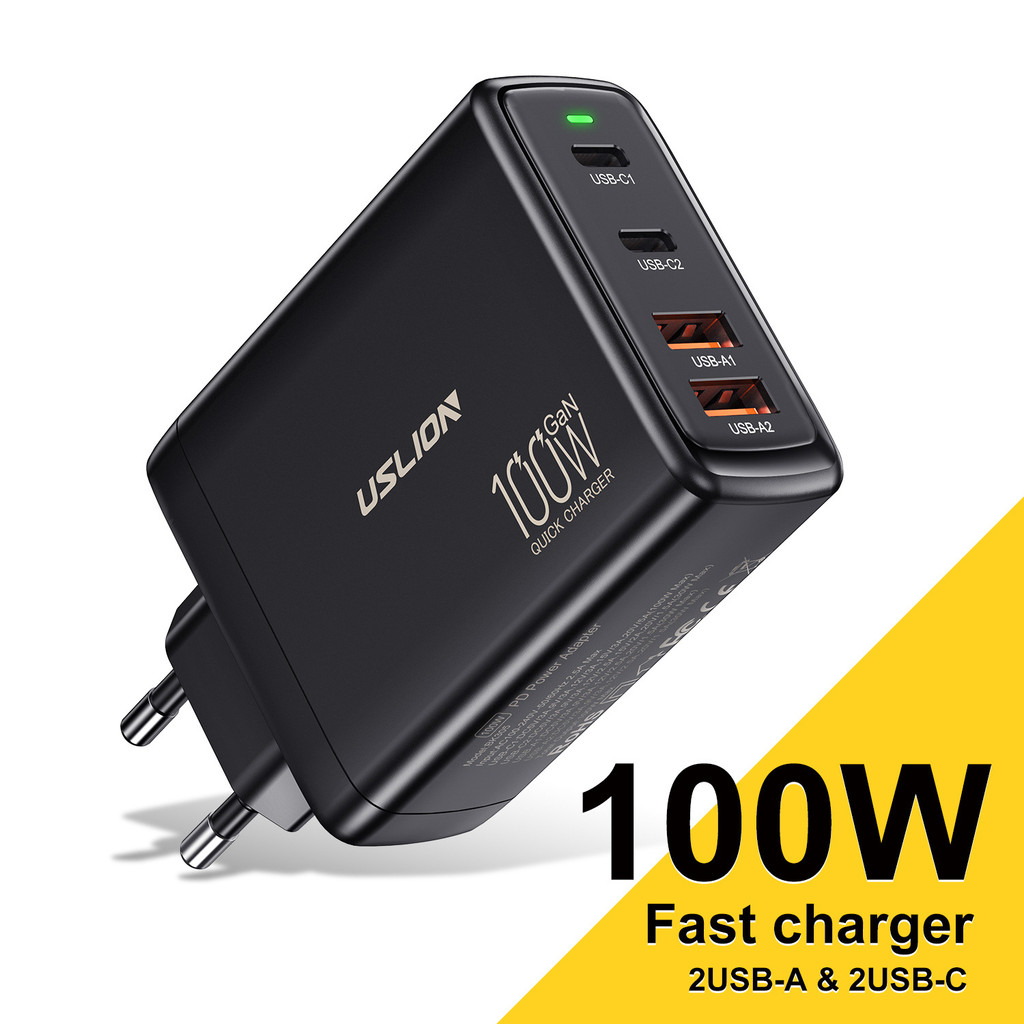 เครื่องชาร์จ 100W หัวชาร์จหลายพอร์ต GaN 4-Port Fast Charging High-Power Notebook Power Adapter