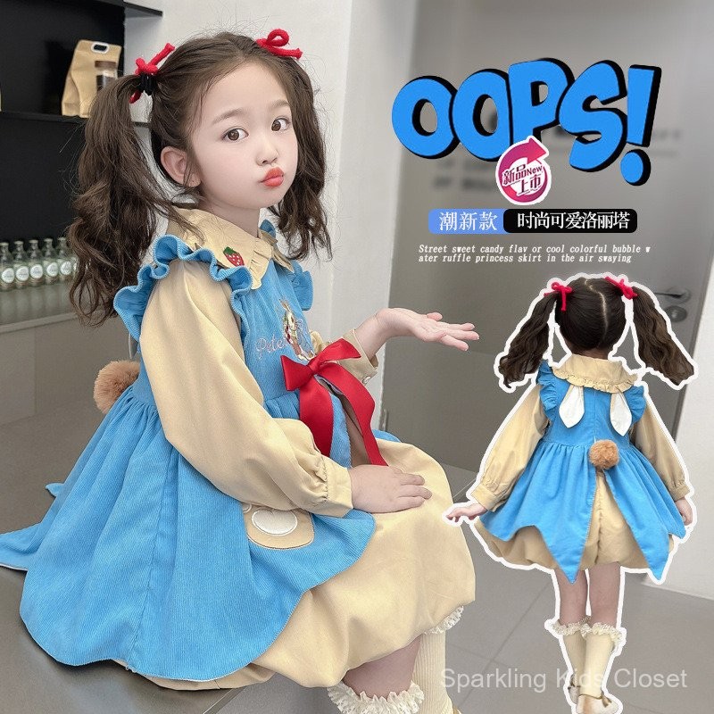 peter rabbit ชุดเด็ก ฮาโลวีนเด็กผู้หญิง ชุดเจ้าหญิงสไตล์โลลิต้า สำหรับเด็กผู้หญิง เหมาะสำหรับฤดูใบไม