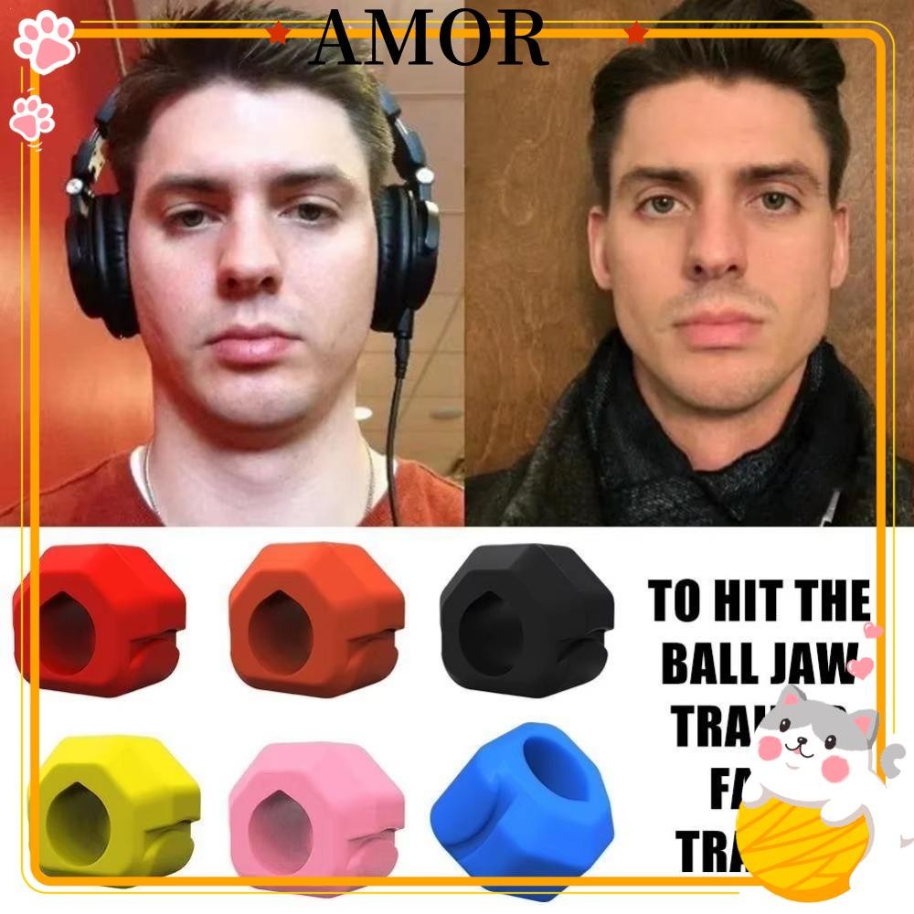AMOR Jawline Exerciser, BPA ฟรีซิลิโคน Jaw Trainer, Exerciser Shaper Anti-stress Gum เม็ดลูกออกกําลั