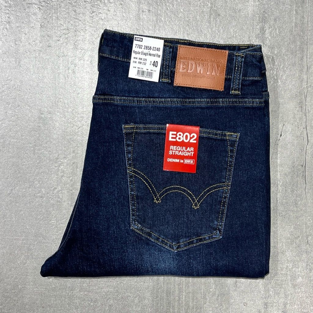 Plus Size EDWIN Mens E802 Regular Straight Big Size Jeans ( 7702 2858 ) Plus Size 40, 42, 44, 46, 48