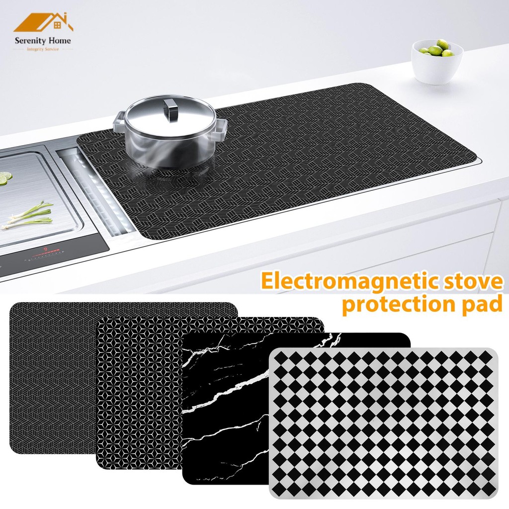 Induction Cooktop Mat ซิลิโคนเตาแม่เหล็กไฟฟ้าครอบคลุมความร้อน Induction Cooktop Protector ลื่น Cooktop Scratch Protector สําหรับเตาแม่เหล็กไฟฟ้า SHOPQJC2695