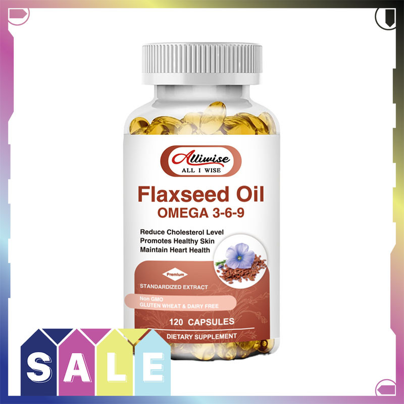 Alliwise Flaxseed Oil 1000mg Omega 3-6-9 Capsules สำหรับระบบหัวใจและหลอดเลือด ลดคอเลสเตอรอล ช่วยให้นอนหลับ