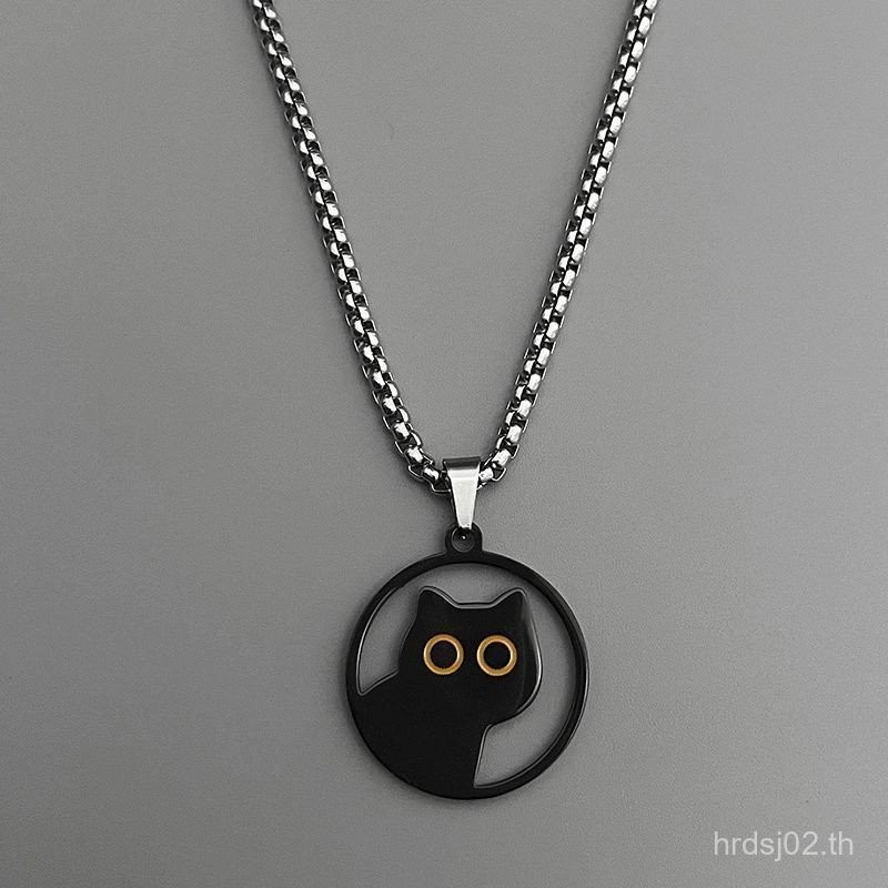 น่ารัก Tai Chi Little Black Cat Cat สร้อยคอ All-Match ผู้ชายผู้หญิง Niche Design คู่แฟนจี้ของขวัญจี้