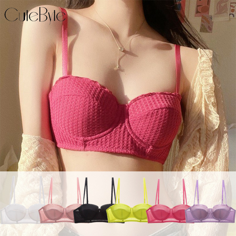 Cutebyt Push Up Bras สําหรับผู้หญิงน่ารักเซ็กซี่ชุดชั้นใน 1/2 Cup Dopamine Color ชุดชั้นใน 32-38