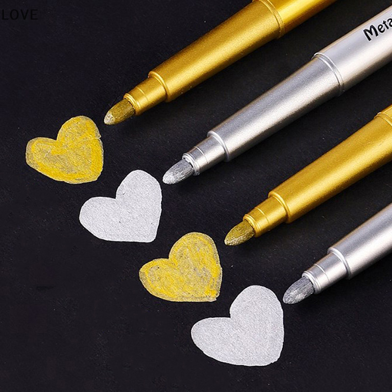 [JJCW] Gold Silver Colour Craft Pen ปากกาสีกันน้ํา ป้าย Mark ปากกาโลหะ Greeg Card การประดิษฐ์ตัวอักษรปากกาไฮไลท์ QQW