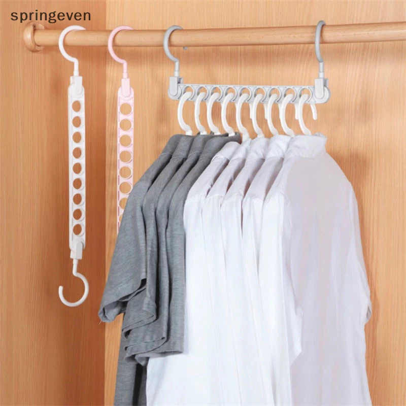 [springeven] ไม้แขวนเสื้อ 9 หลุม ไม้แขวนเสื้อพับ rotag ไม้แขวนเสื้อ New Stock