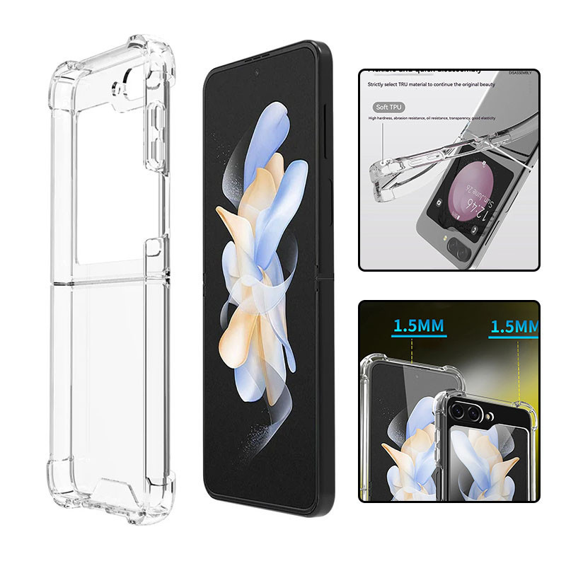 Slim ซิลิโคนใสนุ่ม TPU โทรศัพท์ Cassing Samsung Galaxy Z Flip 6 Z Flip 5 Z Flip 4 Z Flip 3 กันกระแทกฝาหลัง