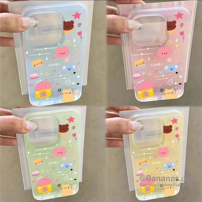 Iphone 15 14 13 12 11 Pro Max X Xr Xs Max 7 8 Plus SE2020 เคสโทรศัพท์การ์ตูน Kaola Cat Park Matte Soft Phone Cover