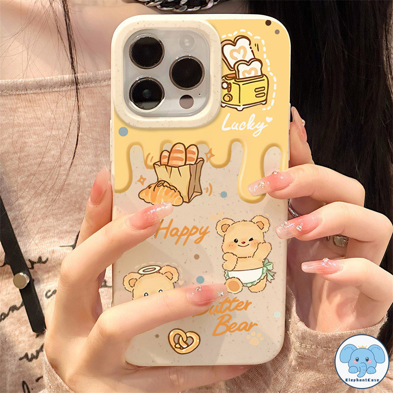 ไอศครีมไอศครีมบัตเตอร์แบร์เคสเข้ากันได้กับ IPhone 16 XR 7Plus 16 11 15 13 12 14 Pro Max 8Plus 6s 6 7 8 Plus X XS MAX SE