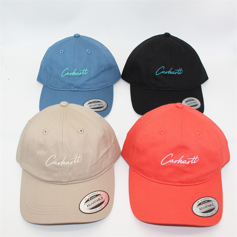 หมวกเบสบอลปักลายผ้าฝ้ายด้านบนนุ่มพร้อมหมวกบังแดดสีทึบปรับได้