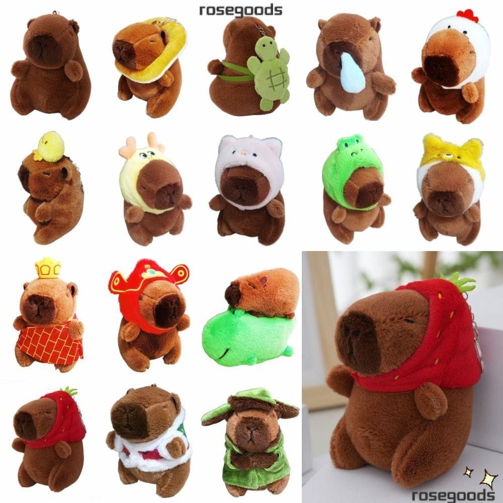 Rose Plush Capybara พวงกุญแจ, ของเล่นน่ารักหลากสีจําลอง Capybara จี้, Kawaii การ์ตูน Capybara หนูตะเภาตุ๊กตาสัตว์ Fluffy ตุ๊กตาสัตว์ของขวัญวันเกิด