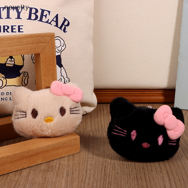 Nly Kawaii Squeak Bowknot Hello Kitty จี้ตุ๊กตาการ์ตูน Sanrio Cat ตุ๊กตาตุ๊กตาพวงกุญแจรถกระเป๋าเป้สะพายหลังกระเป๋าตกแต่งของขวัญ N