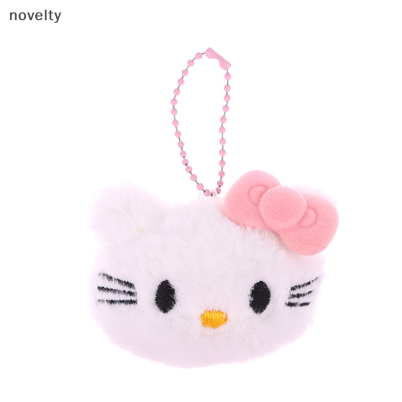 Nly Kawaii Squeak Bowknot Hello Kitty จี้ตุ๊กตาการ์ตูน Sanrio Cat ตุ๊กตาตุ๊กตาพวงกุญแจรถกระเป๋าเป้สะพายหลังกระเป๋าตกแต่งของขวัญ N