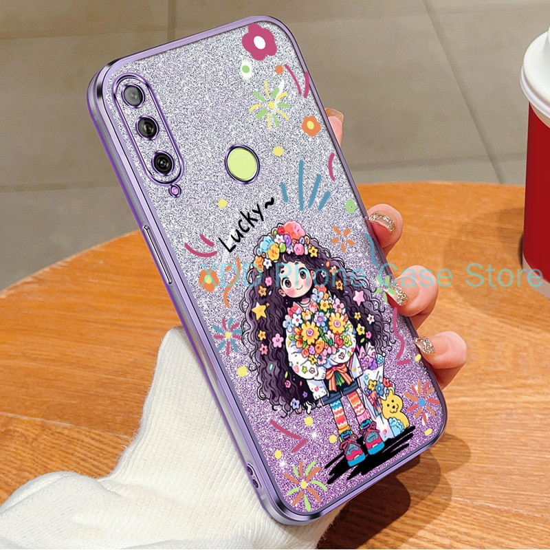 ปลอก Huawei Y6P Y9 Prime 2019 Y9s กรณีน่ารัก LUCKY สาวซิลิโคนอ่อนนุ่มโปร่งใส Glitter เคสโทรศัพท์ Anti-Drop ฝาครอบป้องกัน