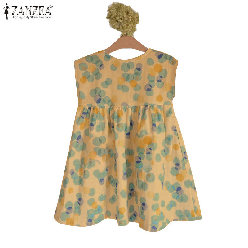 Zanzea ผู้หญิงเกาหลีคอกลมแขนกุดจีบ Patchwork Polka Dot หลวมถัง