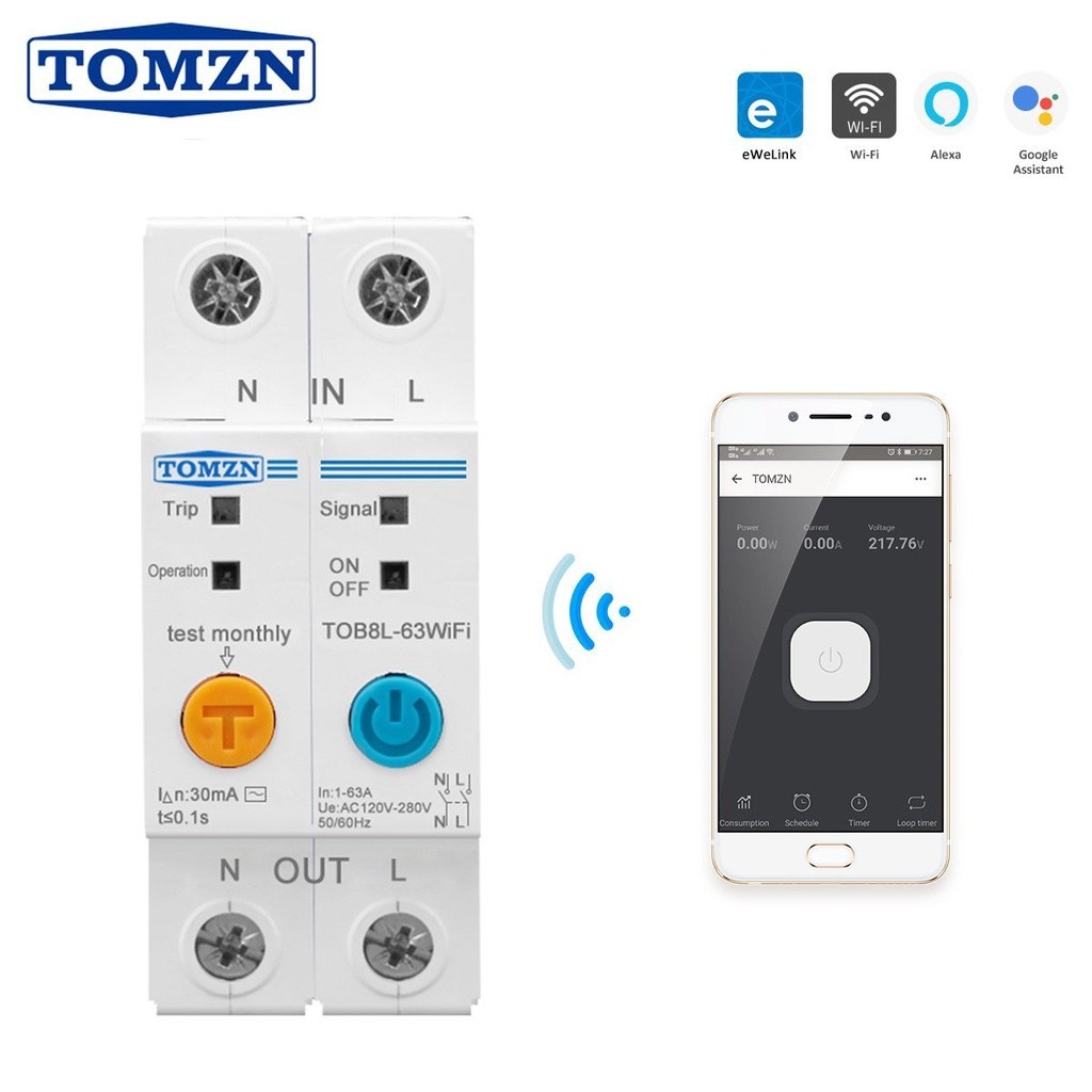 ❉63A Ewelink Single Phase WIFI Smart Energy Meter Kwh Metering Monitoring Circuit Breaker Timer Rela