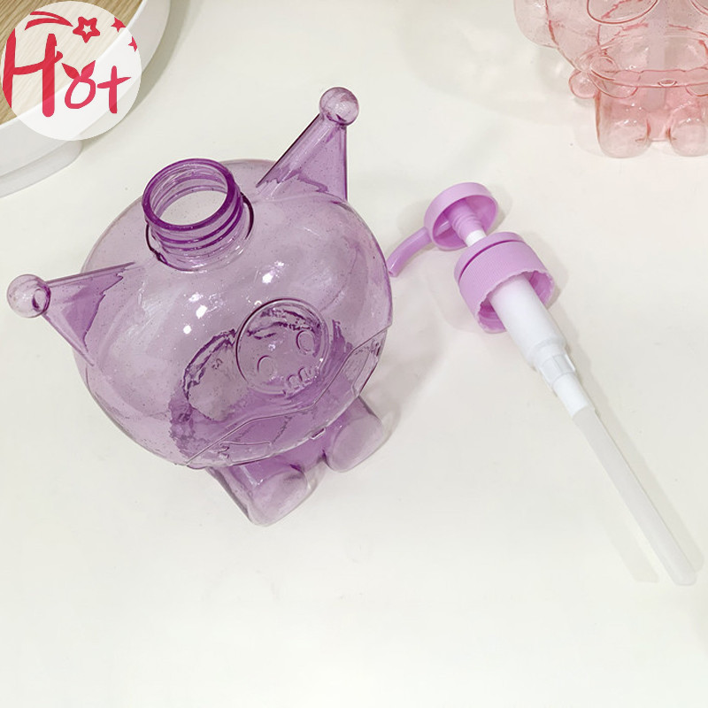 Ge 500ml Hello Kitty โปร่งใส Glitter สบู่ขวดน่ารัก Kuromi Melody แชมพูน้ํานม Sub-ขวดโลชั่นกดขวดสแควร์