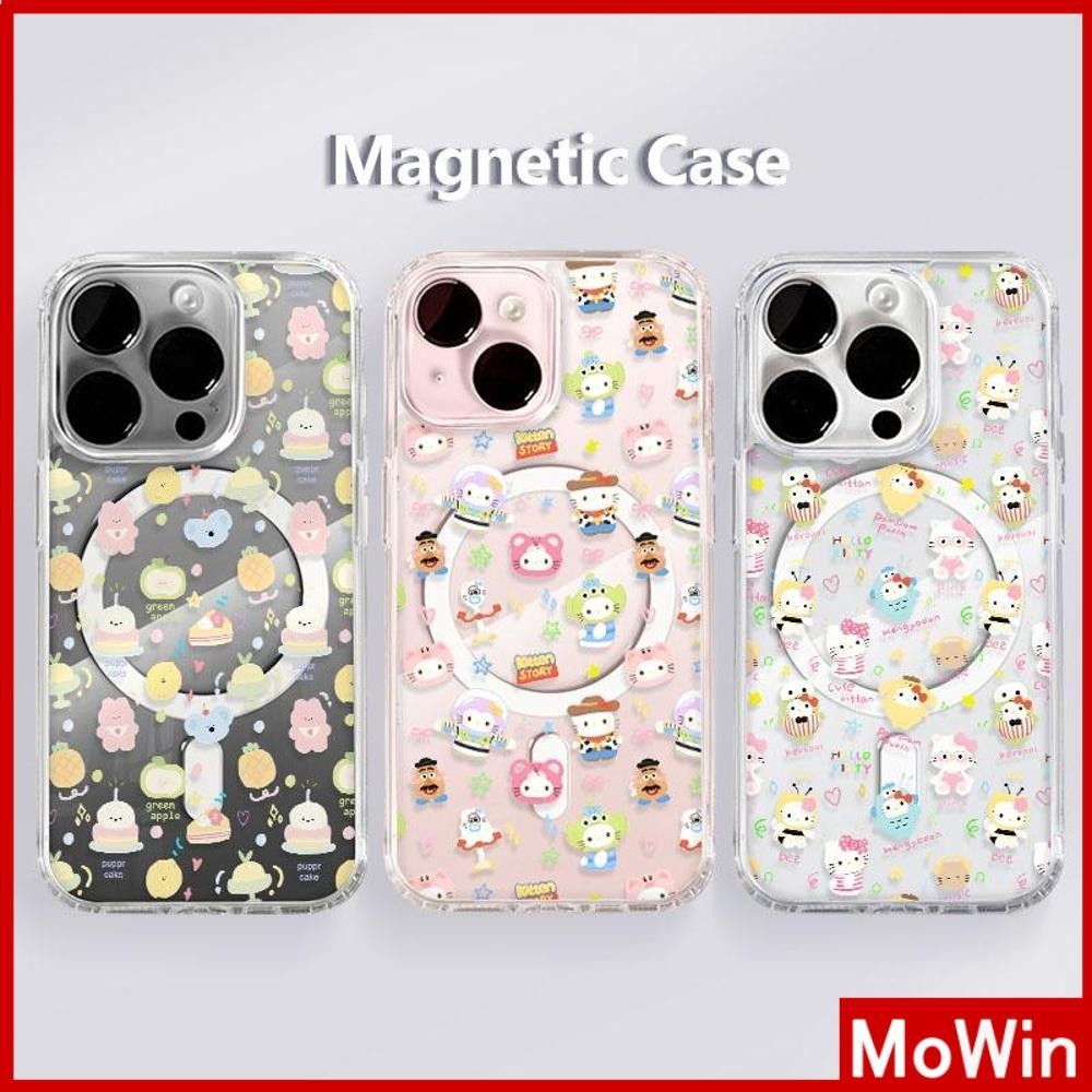 Mowin - สำหรับ iPhone 15 PRO MAX เคส iPhone 11 เสริมสร้างแม่เหล็กอะคริลิคใสกระดานแข็ง TPU กรอบนุ่มกันกระแทก สัตว์สีสันสดใสน่ารัก iPhone 14 13 12 Pro Max XR XS 7 8Plus