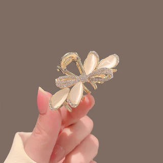 โบว์โอปอล Rhinestone ระดับไฮเอนด์ประณีตผมครึ่งผูกผมอารมณ์ Elegant G